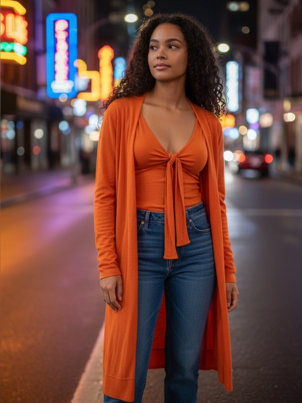 Donna Karan Collection Orange  cashmere camisole top with matching cashmere cozy